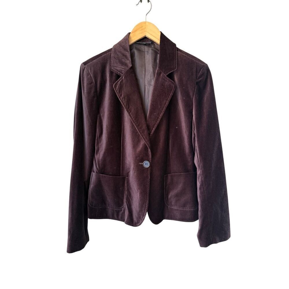 Vintage Briggs New York Chocolate Brown Velvet Velour Blazer Size 12